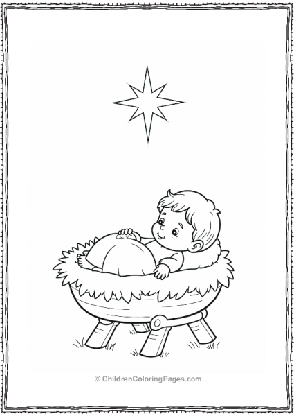 Jesus In A Manger With Shining Star Free PDF Printable