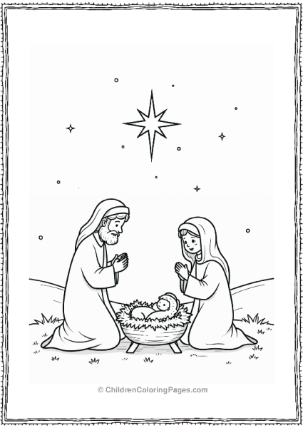 Jesus Nativity Scene With A Star Shining Free PDF Printable