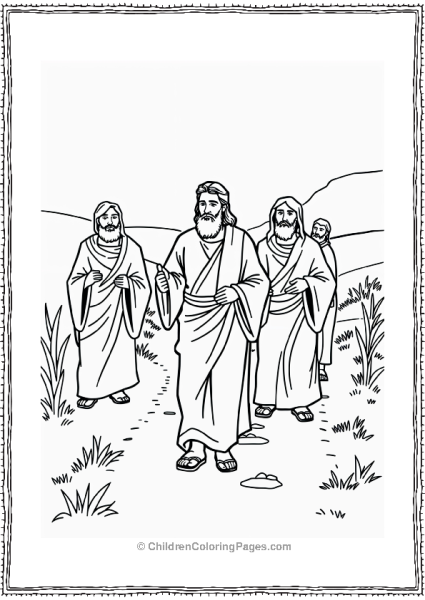 Jesus Walking Along With His Disciples Free PDF Printable