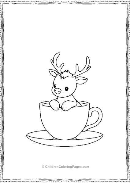 Kawaii Baby Reindeer Sitting In A Teacup Free PDF Printable