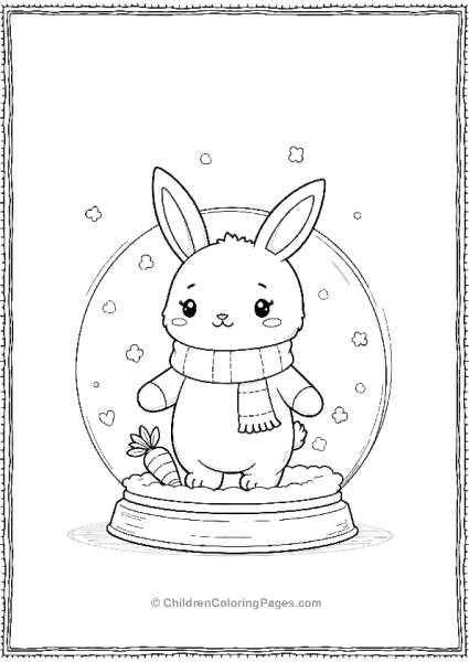 Kawaii Bunny In A Snowstorm Featuring A Snow Globe Free PDF Printable