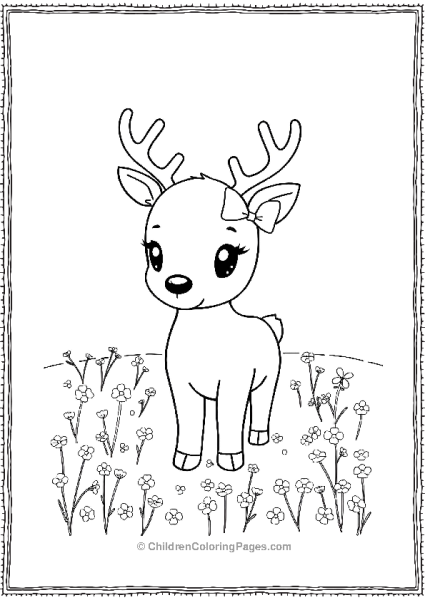 Kawaii Reindeer With A Bow Free PDF Printable