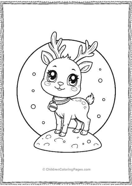 Kawaii Reindeer With Bells Featuring A Snow Globe Free PDF Printable