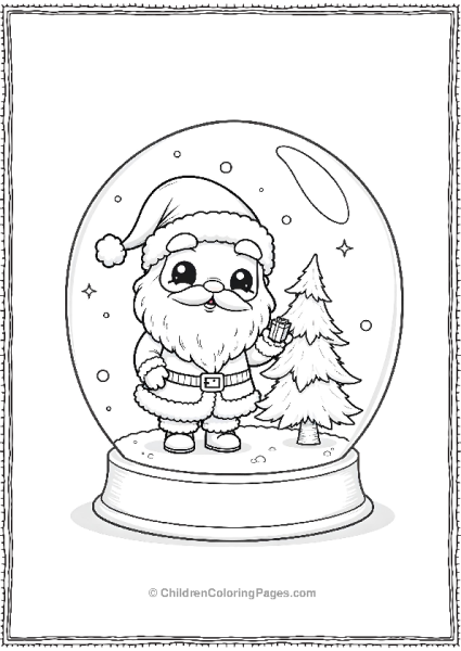 Kawaii Santa In A Snow Globe Free PDF Printable