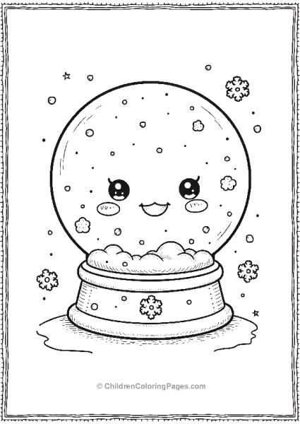 Kawaii Snow Globe With Faces Free PDF Printable