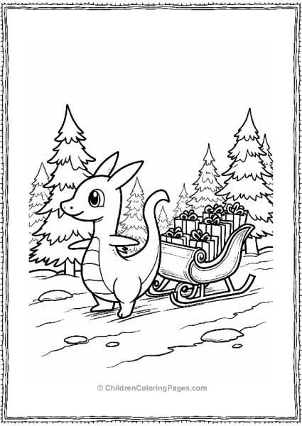 Lapras Pulling A Sleigh In A Snowy Market Free PDF Printable