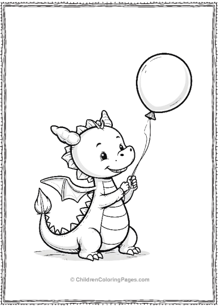 Little Dragon Holding Balloon Free PDF Printable