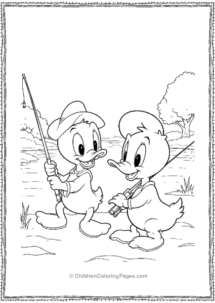 DuckTales Louie And Dewey Holding Fishing Rod Free PDF Printable