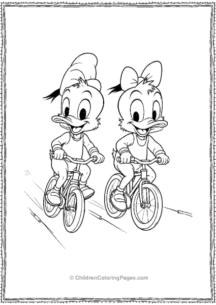 DuckTales Louie And Dewey Racing On Bicycles Free PDF Printable