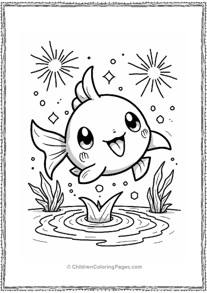 Magikarp Splashing In Colorful Fireworks Free PDF Printable