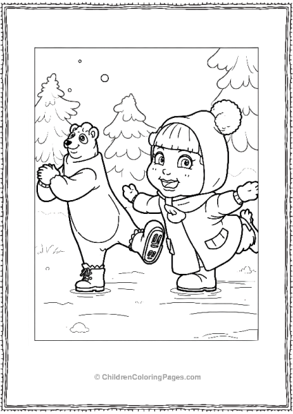 Masha And The Bear Ice Skating Fun Scaled Free PDF Printable