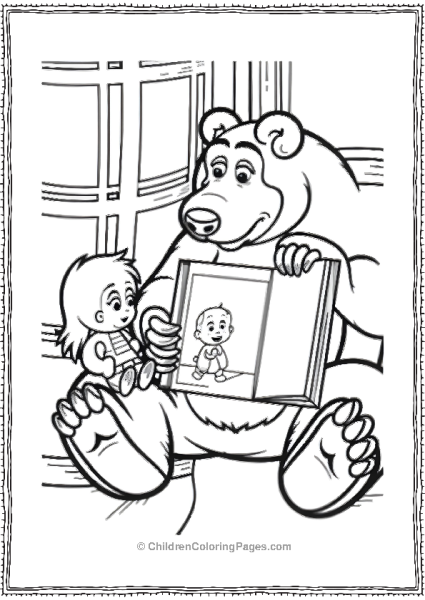 Masha And The Bear Reading A Book Together Free PDF Printable