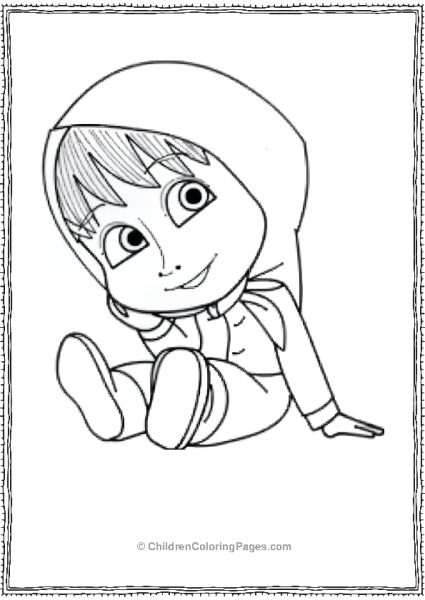 Masha In A Hood Coloring Page Free PDF Printable