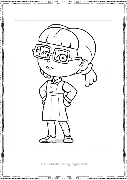 Masha In Her Glasses Coloring Page Free PDF Printable