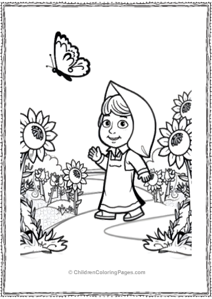 Masha In The Sunflower Field Free PDF Printable