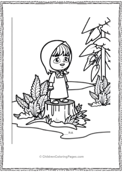 Masha On A Tree Stump Free PDF Printable