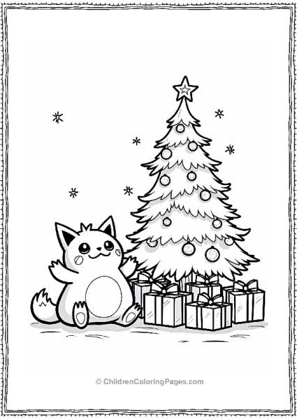 Meowth And Snorlax At Christmas Tree Free PDF Printable