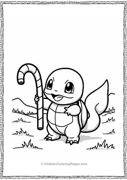 Merry Squirtle With A Candy Cane Free PDF Printable