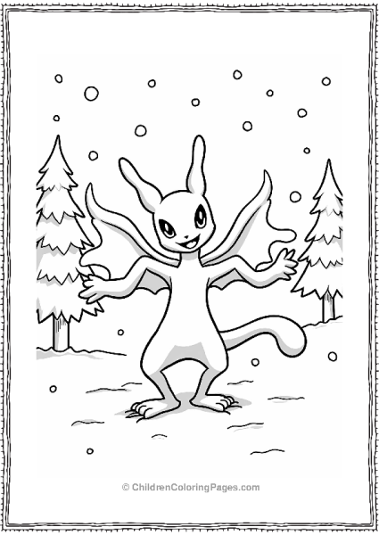 Mewtwo Making Snow Angels Free PDF Printable