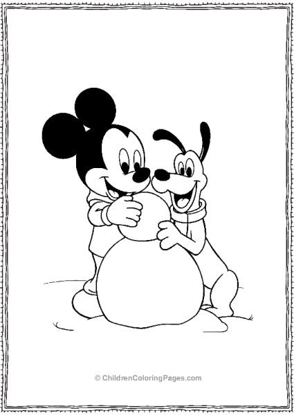 Mickey Building A Snowman Free PDF Printable