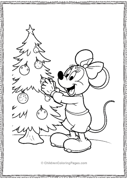 Mickie Mouse Decorating A Christmas Tree Free PDF Printable