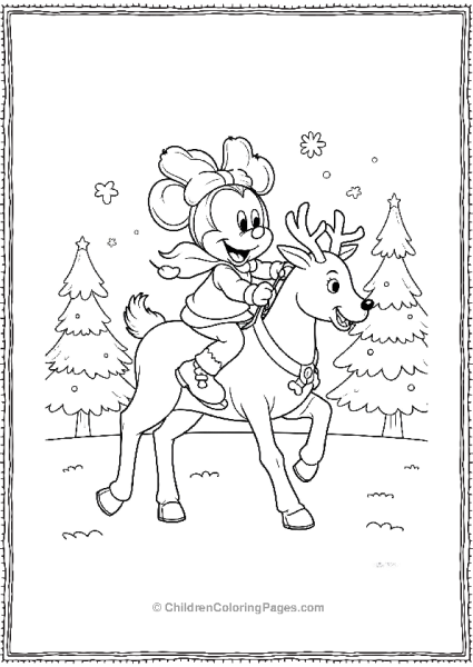 Mickie Riding A Reindeer Free PDF Printable