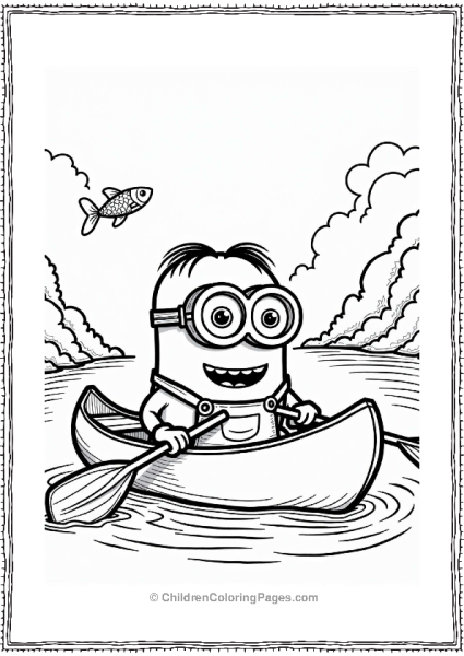 Minion Canoeing On A River Free PDF Printable