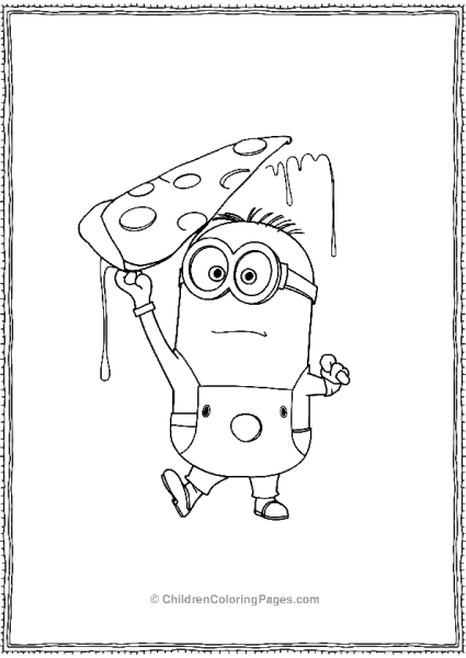 Minion Carrying A Giant Pizza Slice With Strings Free PDF Printable