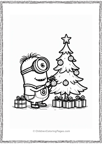 Minion Decorating A Holiday Tree Free PDF Printable