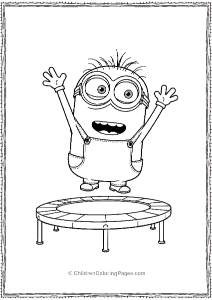 Minion Doing A Backflip On A Trampoline With Arm Free PDF Printable