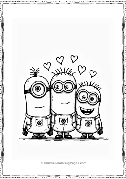 Minion Family Portrait With Hearts And Stars Free PDF Printable