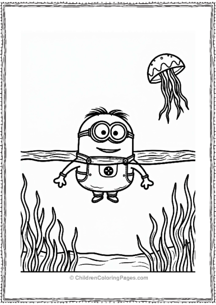 Minion Floating With Jellyfish Free PDF Printable