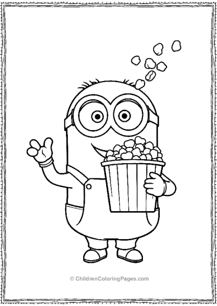 Minion Holding Popcorn Bucket Tossing Popcorn Free PDF Printable