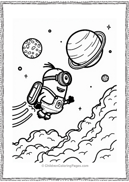 Minion Jetpacking Through Space Free PDF Printable