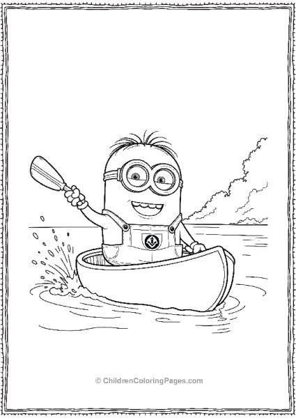 Minion Paddling A Canoe Down A River Free PDF Printable