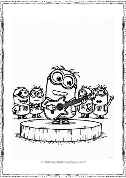 Minion Playing Guitar On Stage Free PDF Printable