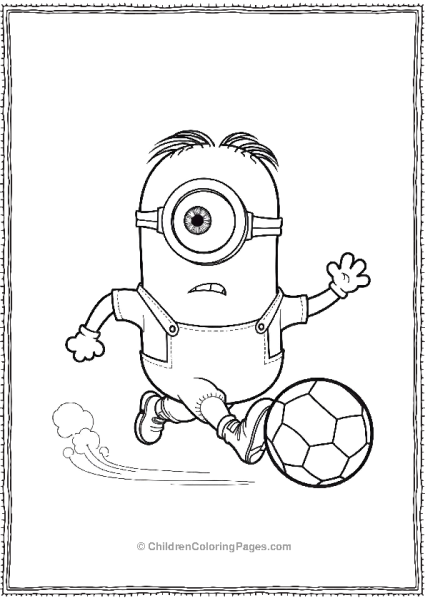 Minion Playing Soccer Kicking A Ball With A Detector Free PDF Printable