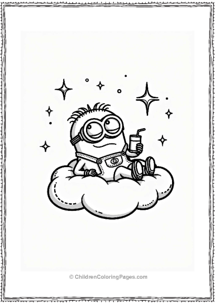 Minion Relaxing On A Cloud In Space Free PDF Printable