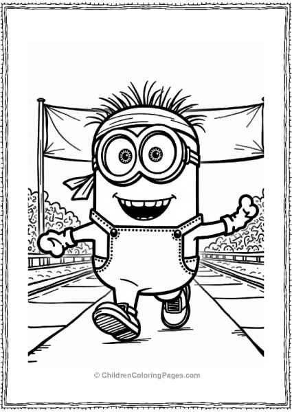 Minion Running A Race Free PDF Printable