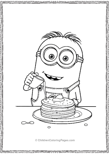 Minion Sitting At A Table With A Stack Of Pancakes Free PDF Printable