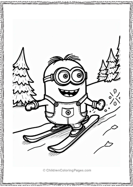 Minion Skiing Down A Snowy Slope Free PDF Printable