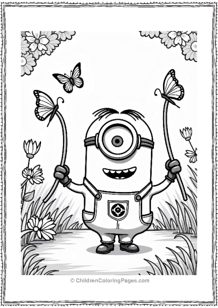 Minion Skipping Rope In A Sunny Garden Free PDF Printable