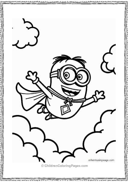 Minion Superhero Flying In The Sky Free PDF Printable