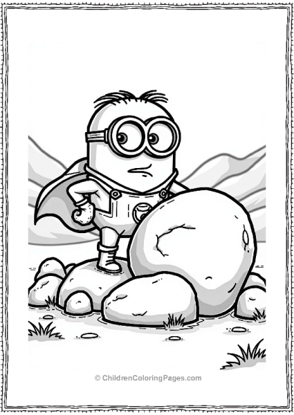 Minion Superhero Lifting A Boulder Free PDF Printable