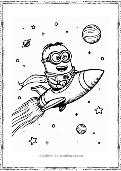 Minion Superhero Riding A Rocket Free PDF Printable