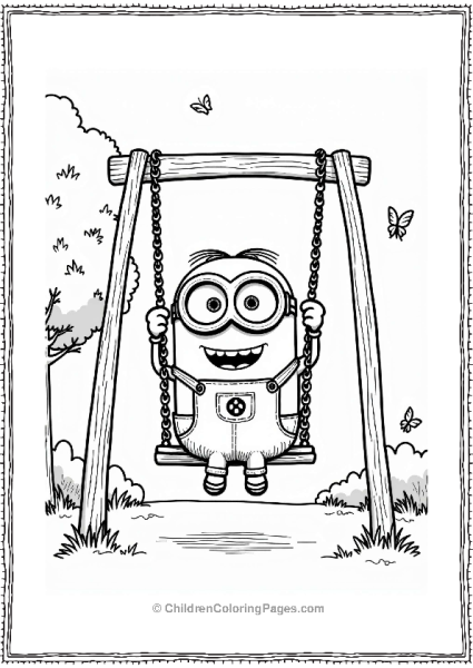 Minion Swinging In A Park Free PDF Printable