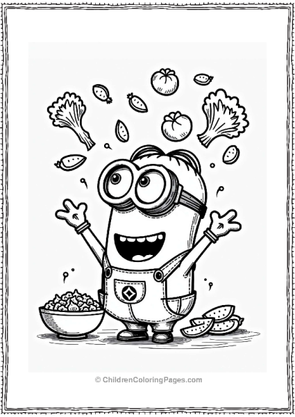 Minion Tossing A Salad Free PDF Printable