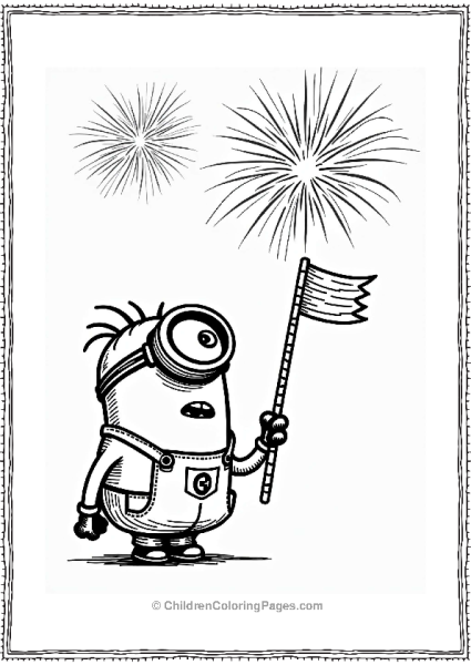 Minion With Fireworks Free PDF Printable