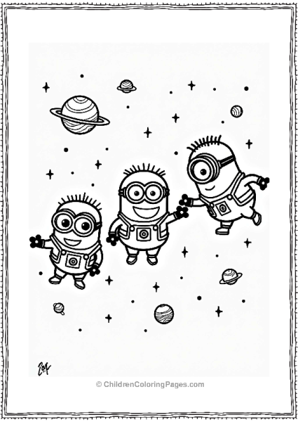 Minions Flying Through Space Free PDF Printable