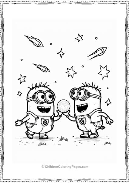 Minions Playing Catch In Space Free PDF Printable